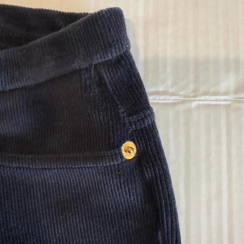 Michael Kors Navy Blue Corduroy Pull On Leggings Gold Hardware Size M